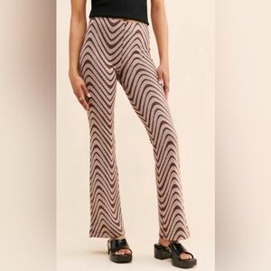 Urban Outfitters Brown and Cream Flare Pants